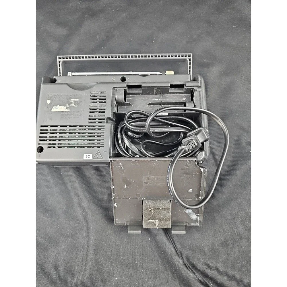 Sony ICF-38 Two Band Portable Radio AM/FM Black AC/DC 2 Way Power Tested Working